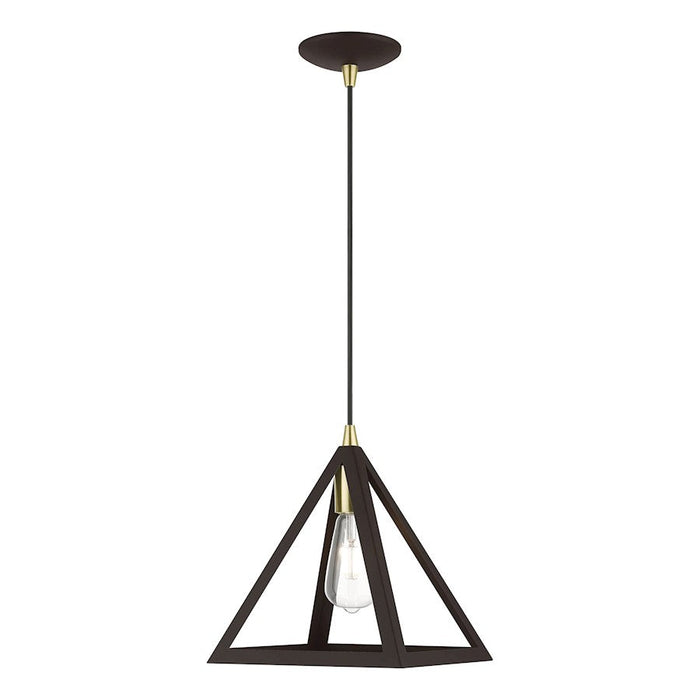 Livex Pinnacle 1 Light Pendant, Bronze/Antique Brass/Bronze Metal - 41329-07