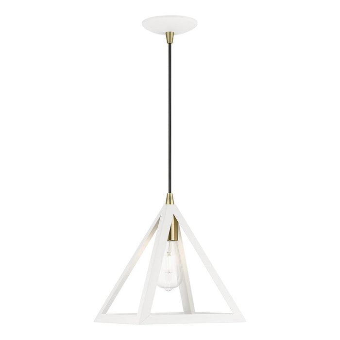 Livex Pinnacle 1 Light Pendant, White/Brass/White Metal - 41329-13