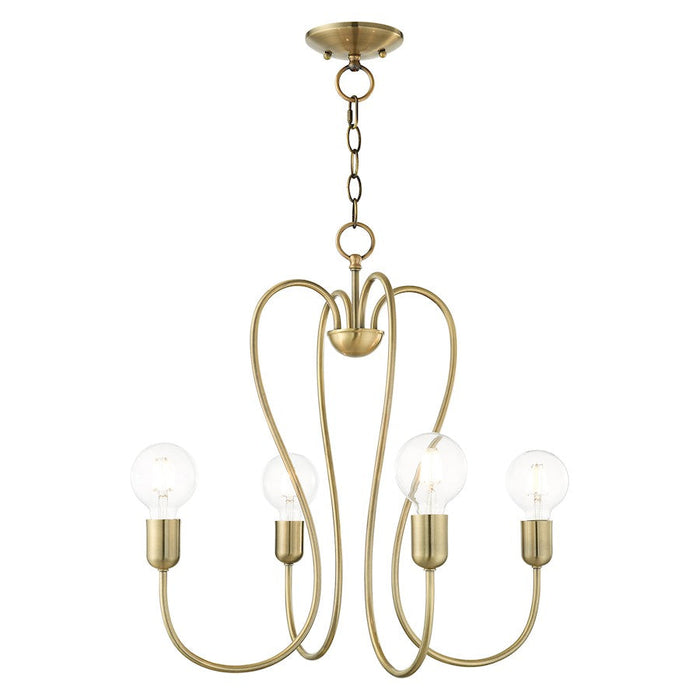 Livex Lucerne 4 Light Chandelier, Antique Brass - 41364-01