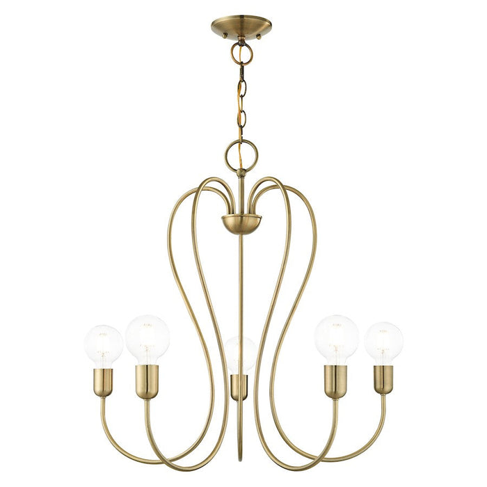 Livex Lucerne 5 Light Chandelier, Antique Brass - 41365-01