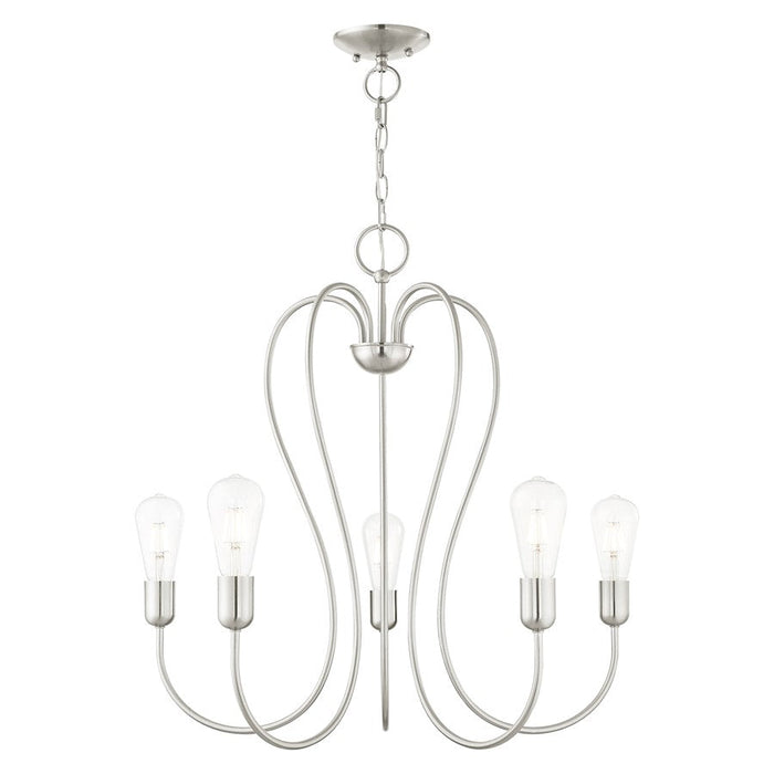 Livex Lucerne 5 Light Chandelier, Brushed Nickel - 41365-91