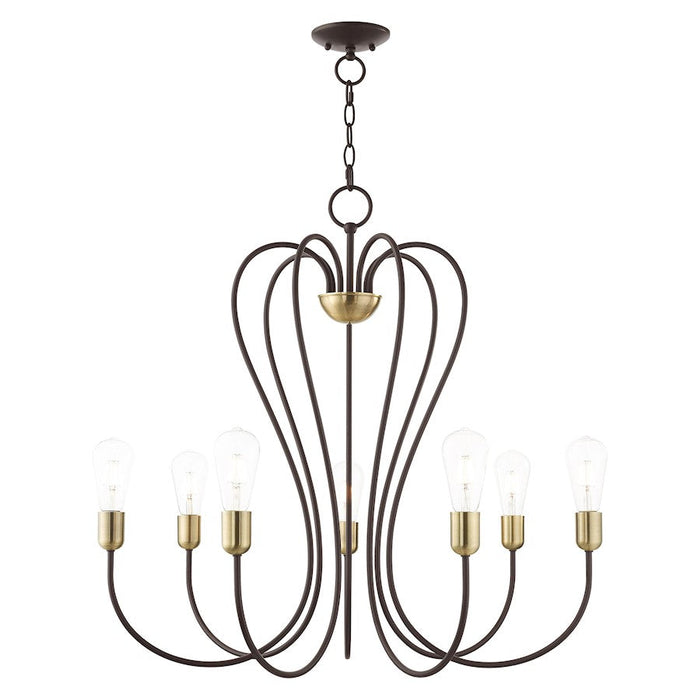 Livex Lucerne 7 Light Chandelier, Bronze with Antique Brass Accents - 41367-07