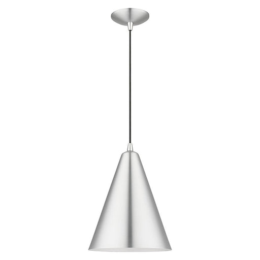 Livex Dulce 1 Light Cone Pendant, Aluminum/Chrome/Aluminum/White - 41492-66