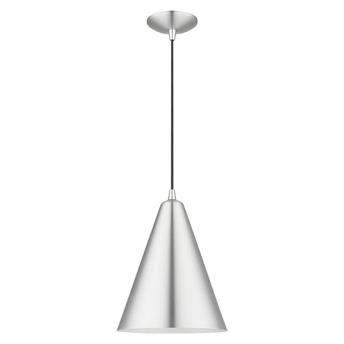 Livex Dulce 1 Light Cone Pendant, Aluminum/Chrome/Aluminum/White - 41492-66