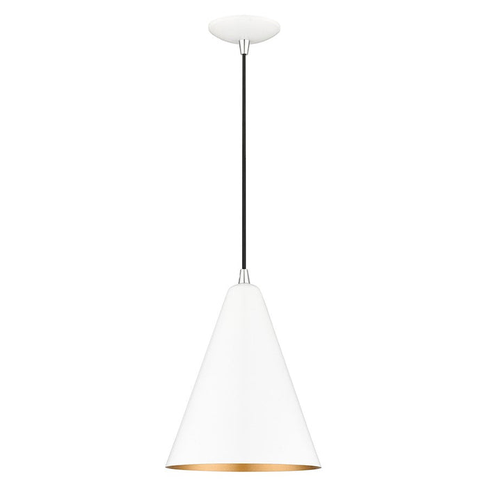 Livex Dulce 1 Light Cone Pendant, White/Chrome/White/Gold - 41492-69