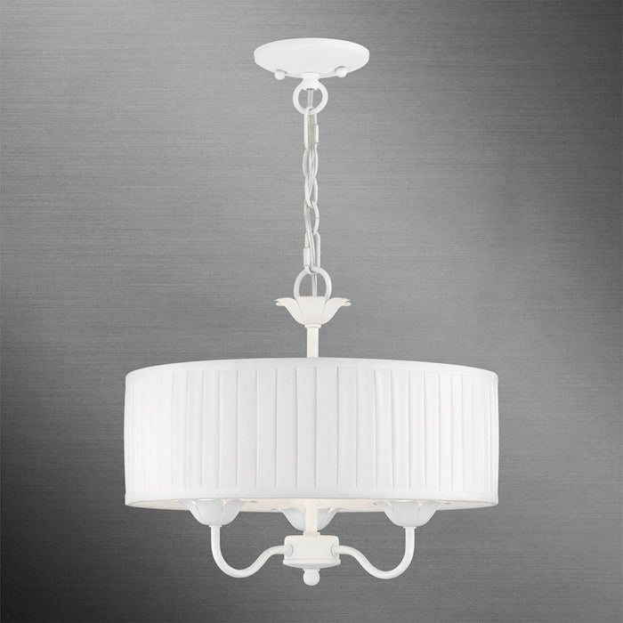 Livex Edinburgh 3 Light Pendant Chandelier, White/Off-White/White - 41773-03