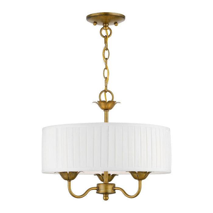 Livex Edinburgh 3 Light Pendant Chandelier, Gold/Off-White/White - 41773-48