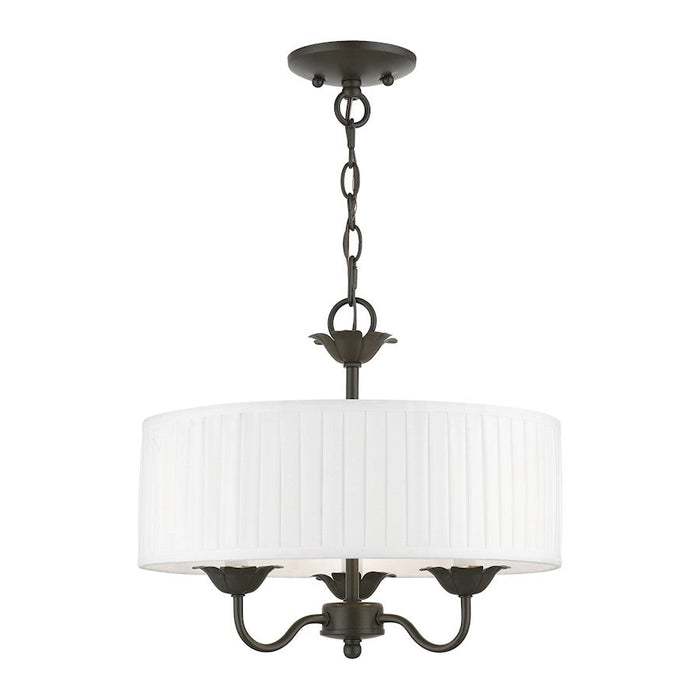 Livex Edinburgh 3 Light Pendant Chandelier, Bronze/Off-White/White - 41773-92