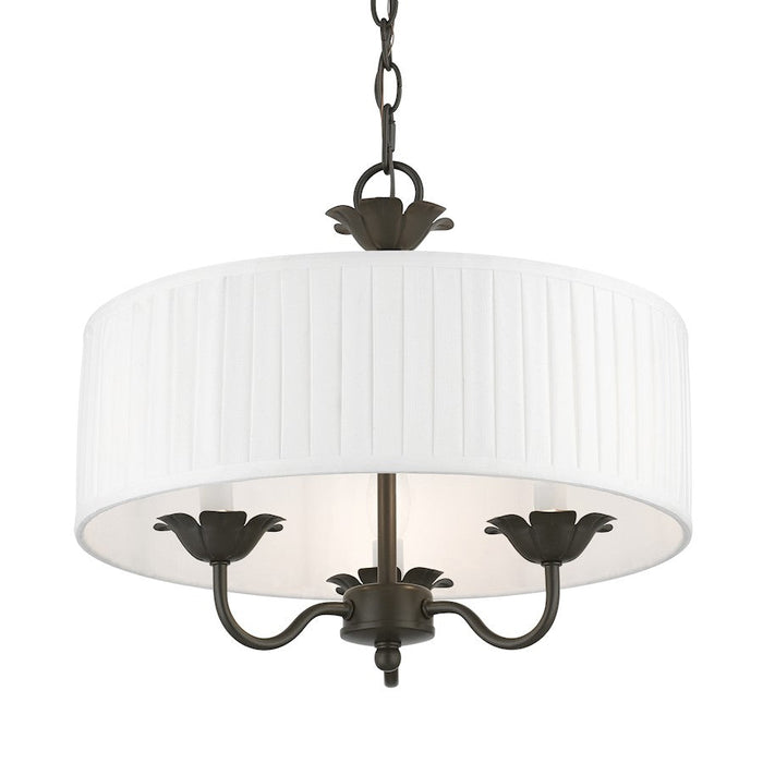 Livex Edinburgh 3 Light Pendant Chandelier, Off-White/White