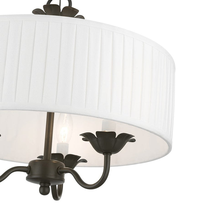 Livex Edinburgh 3 Light Pendant Chandelier, Off-White/White