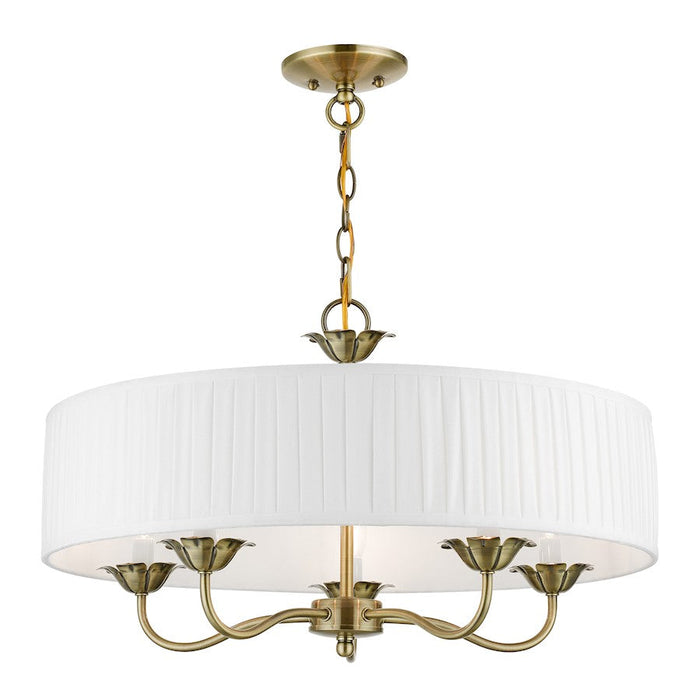 Livex Edinburgh 3 Light Pendant Chandelier, Off-White/White