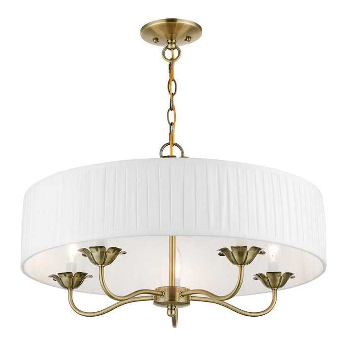 Livex Edinburgh 3 Light Pendant Chandelier, Off-White/White