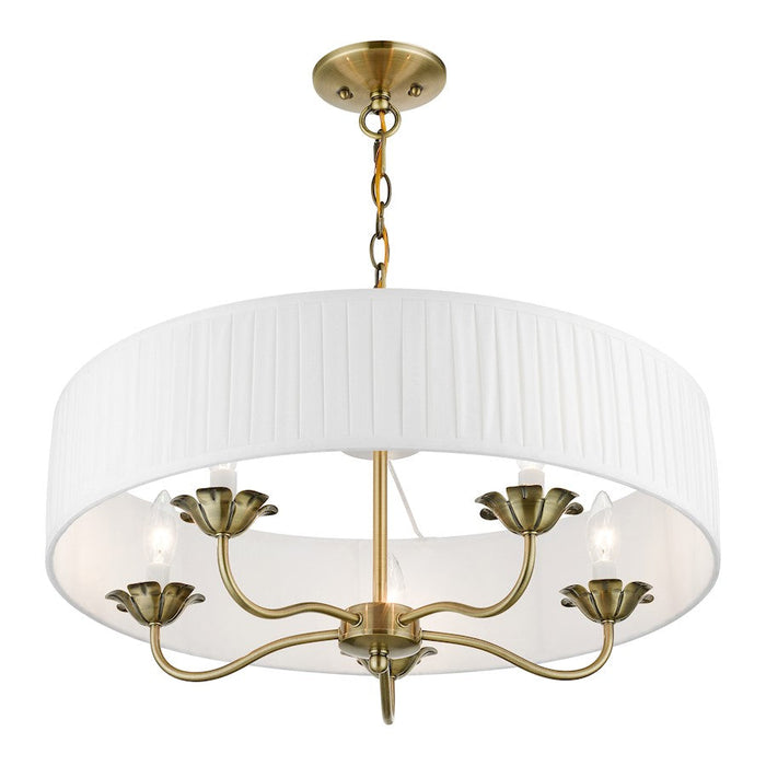 Livex Edinburgh 3 Light Pendant Chandelier, Off-White/White