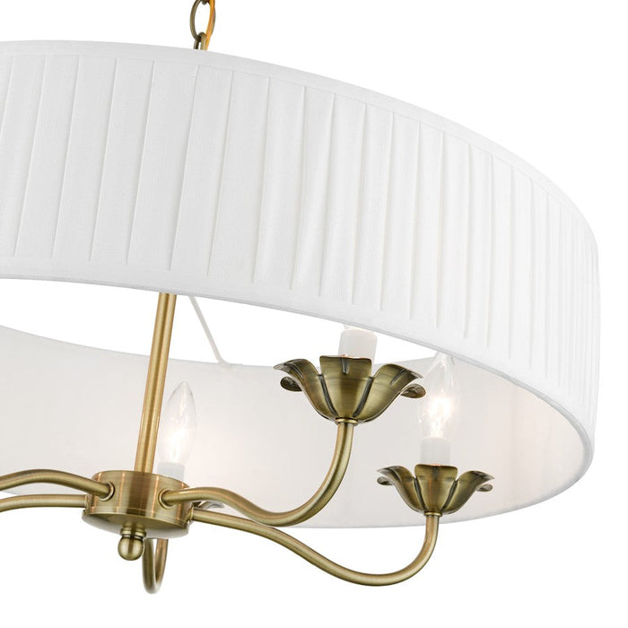 Livex Edinburgh 3 Light Pendant Chandelier, Off-White/White