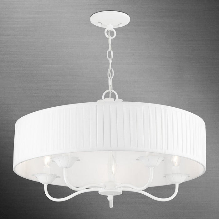 Livex Edinburgh 3 Light Pendant Chandelier, Off-White/White