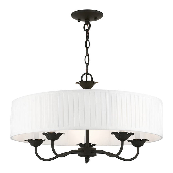 Livex Edinburgh 5 Light Pendant Chandelier, Off-White/White