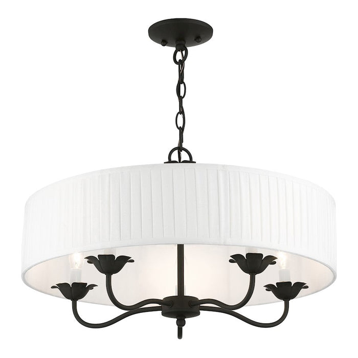 Livex Edinburgh 5 Light Pendant Chandelier, Off-White/White