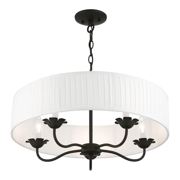 Livex Edinburgh 5 Light Pendant Chandelier, Off-White/White