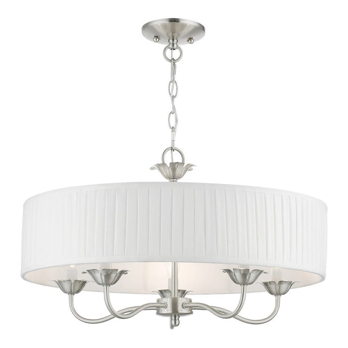 Livex Edinburgh 5 Light Pendant Chandelier, Off-White/White