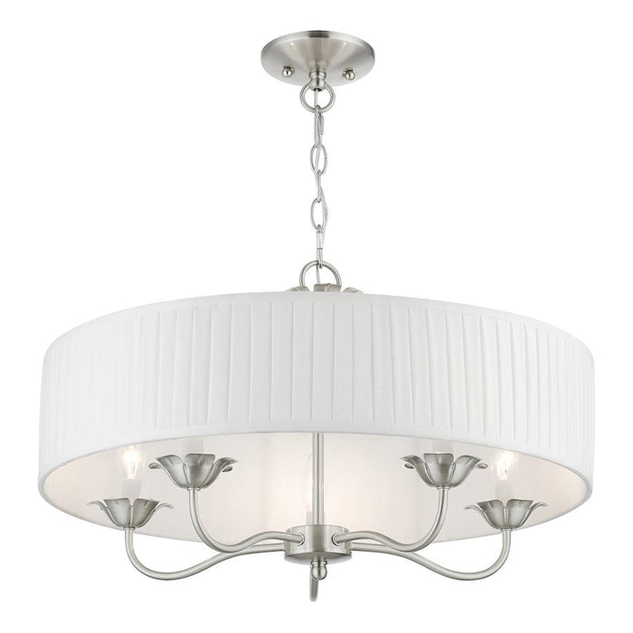 Livex Edinburgh 5 Light Pendant Chandelier, Off-White/White