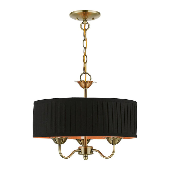 Livex Harrington 3 Light Pendant Chandelier, Brass/Black/Orange - 41863-01