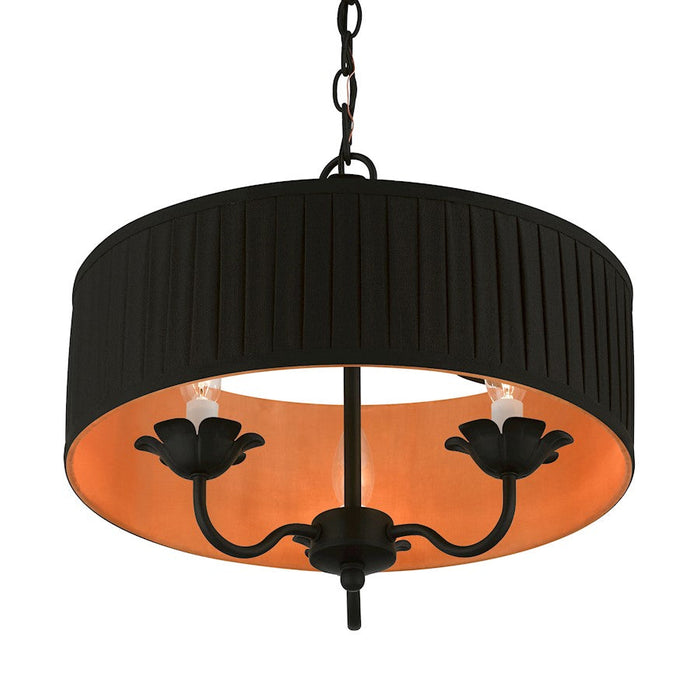 Livex Harrington Pendant Chandelier, Black/Orange