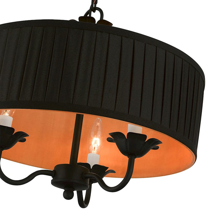 Livex Harrington Pendant Chandelier, Black/Orange