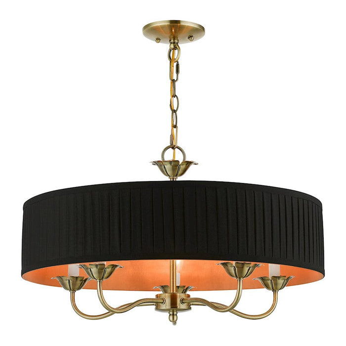 Livex Harrington Pendant Chandelier, Black/Orange