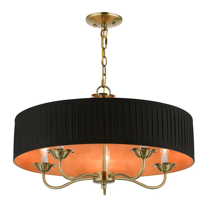 Livex Harrington Pendant Chandelier, Black/Orange