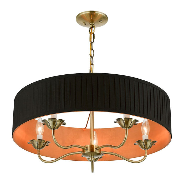 Livex Harrington Pendant Chandelier, Black/Orange