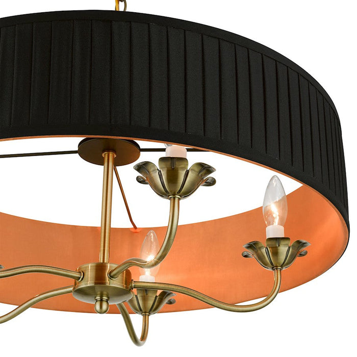 Livex Harrington Pendant Chandelier, Black/Orange