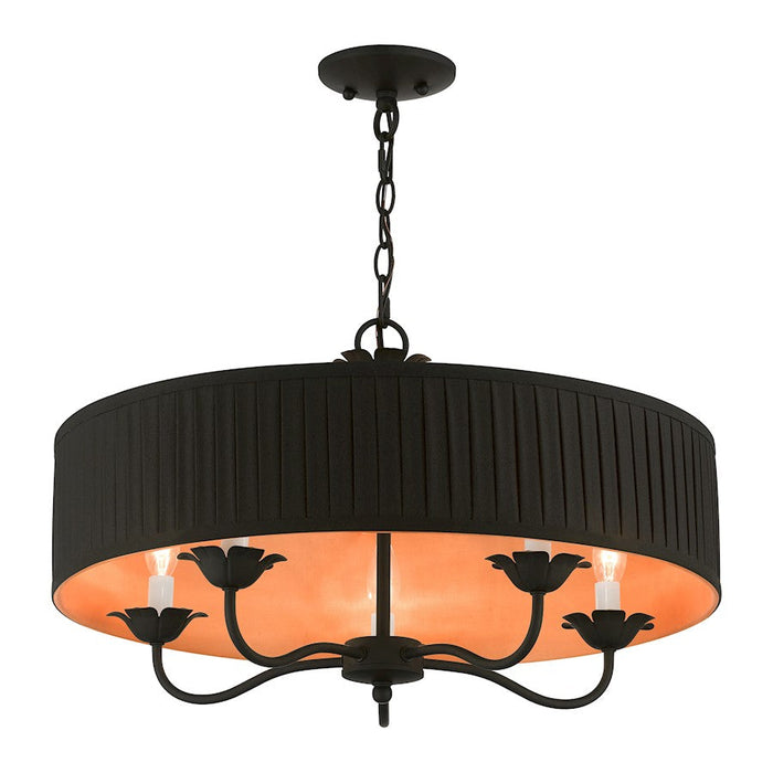 Livex Harrington Pendant Chandelier, Black/Orange