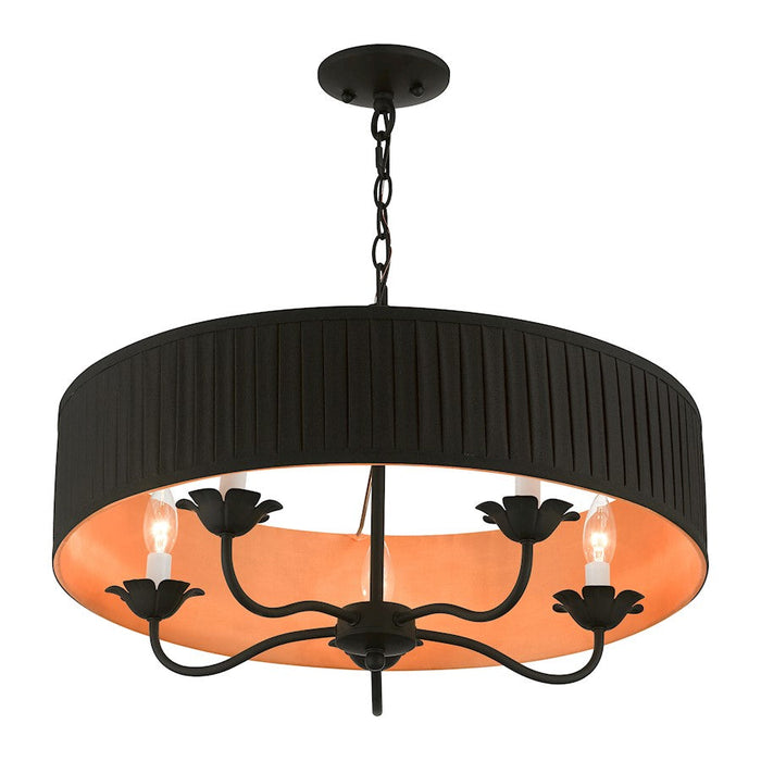 Livex Harrington Pendant Chandelier, Black/Orange