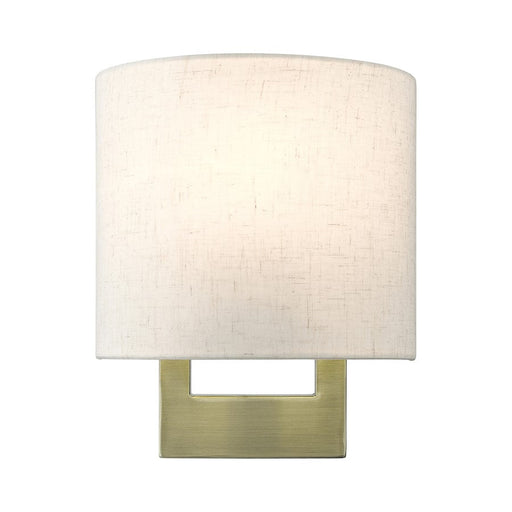 Livex ADA Wall Sconces 1 Light Petite ADA Sconce, Brass/Oatmeal/White - 42420-01