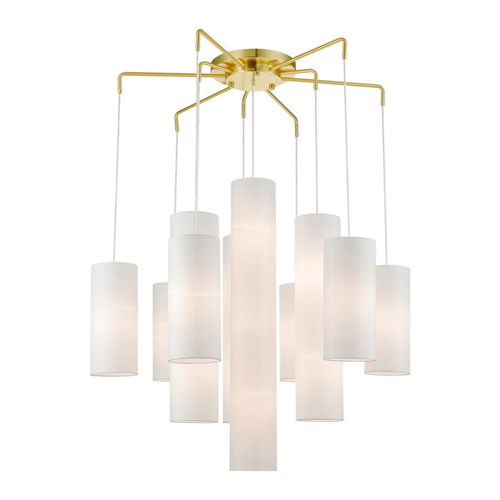 Livex Strathmore 15 Light Foyer Chandelier, Brass/Off-white/White - 42658-12