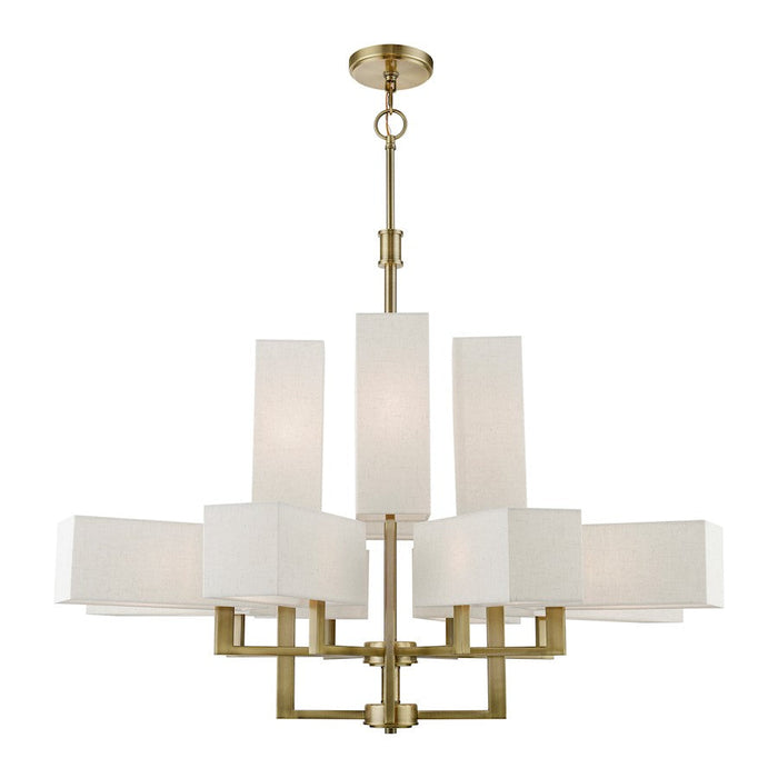 Livex Rubix 12 Light Extra Large Foyer Chandelier, BS/Oatmeal/White - 42669-01