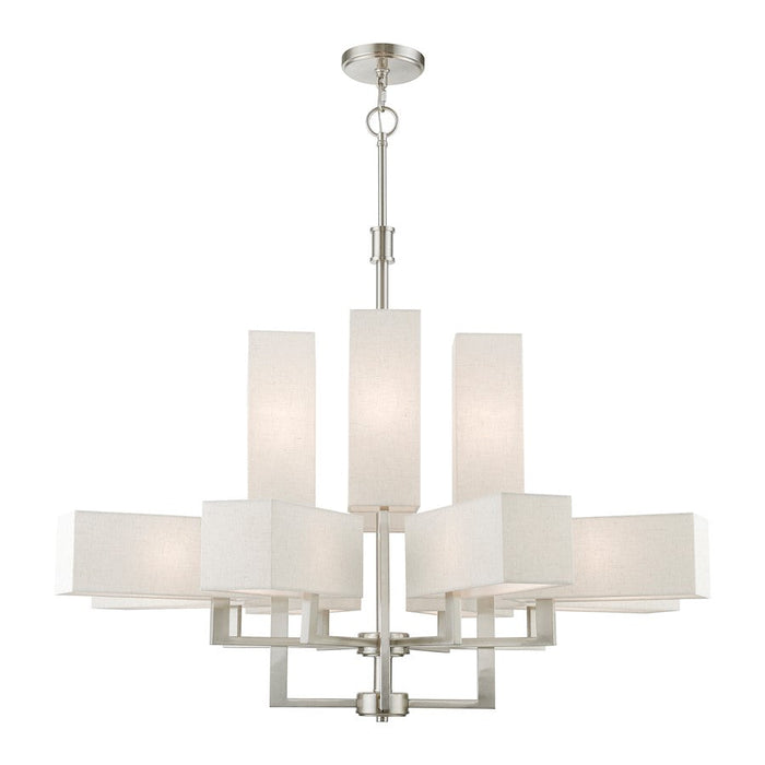 Livex Rubix 12 Light Extra Large Foyer Chandelier, NK/Oatmeal/White - 42669-91