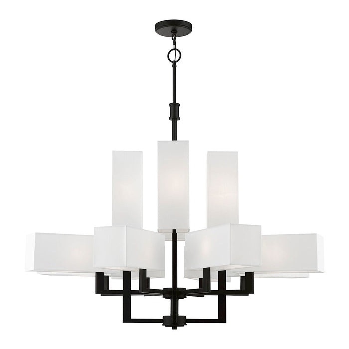 Livex Rubix 12 Light Extra Large Foyer Chandelier, BK/OWH/White - 42679-04