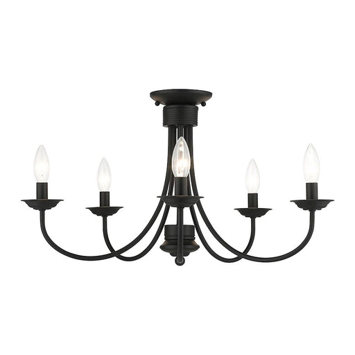 Livex Estate 5 Light Large Semi- Flush Mount, Black - 42684-04