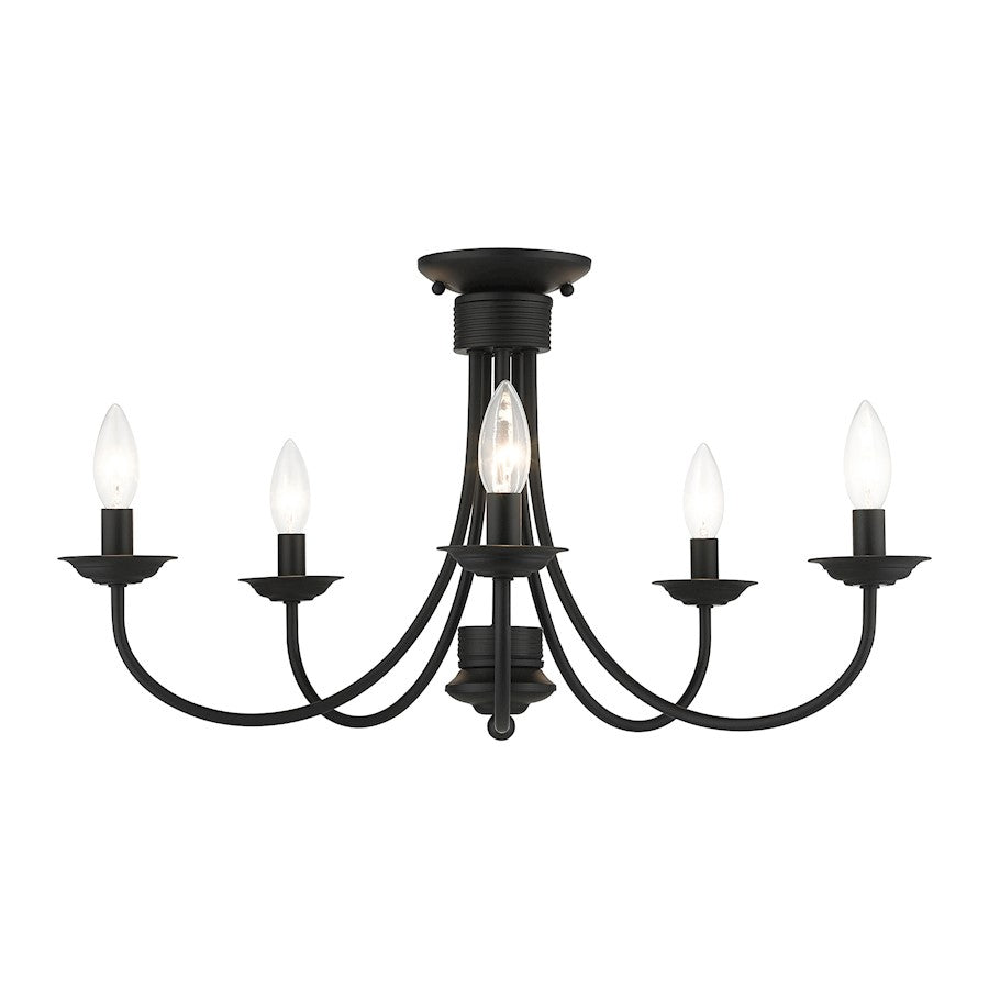 Livex Estate 5 Light Large Semi- Flush Mount, Black - 42684-04