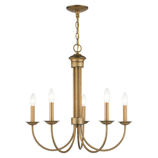 Livex Estate 5 Light Chandelier, Antique Gold Leaf - 42685-48