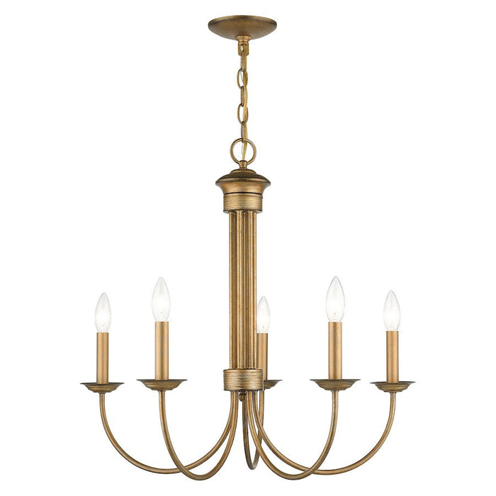 Livex Estate 5 Light Chandelier, Antique Gold Leaf - 42685-48