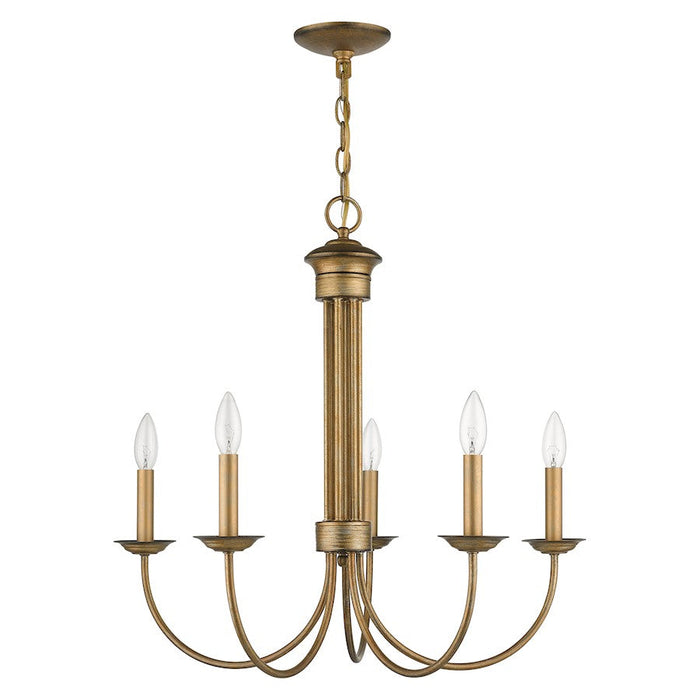 Livex Estate 5 Light Chandelier, Antique Gold Leaf