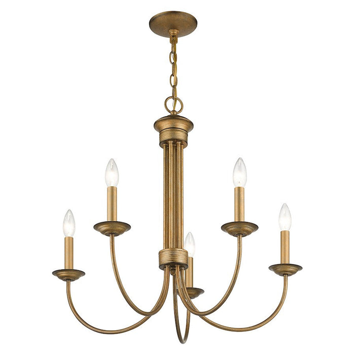 Livex Estate 5 Light Chandelier, Antique Gold Leaf