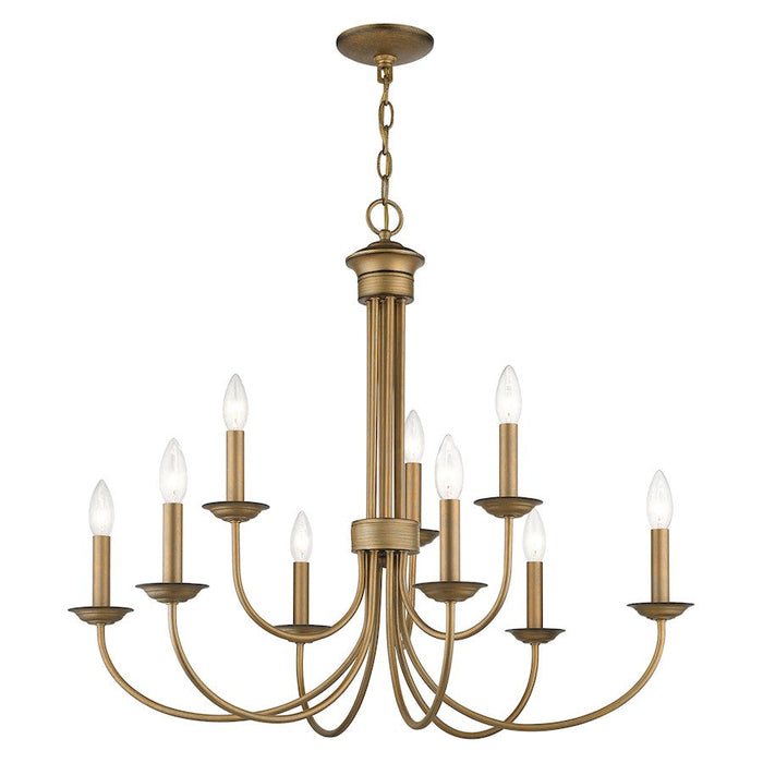 Livex Estate 9 Light Large 2-Tier Chandelier, Antique Gold Leaf