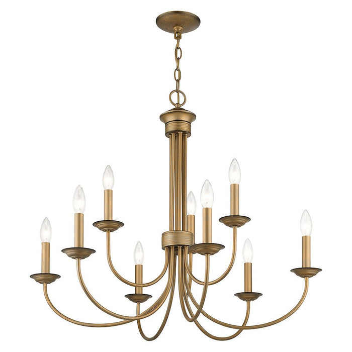 Livex Estate 9 Light Large 2-Tier Chandelier, Antique Gold Leaf