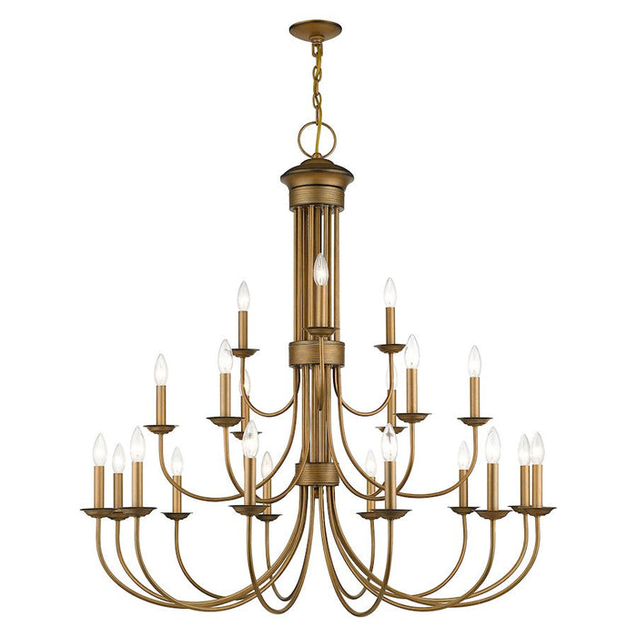 Livex Estate 21 Light Extra Large Chandelier, Antique Gold Leaf - 42688-48