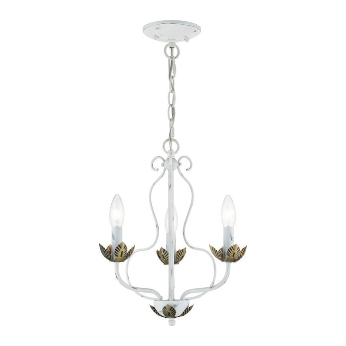 Livex Katarina 3 Light Chandelier, White/Brass Accents - 42903-60