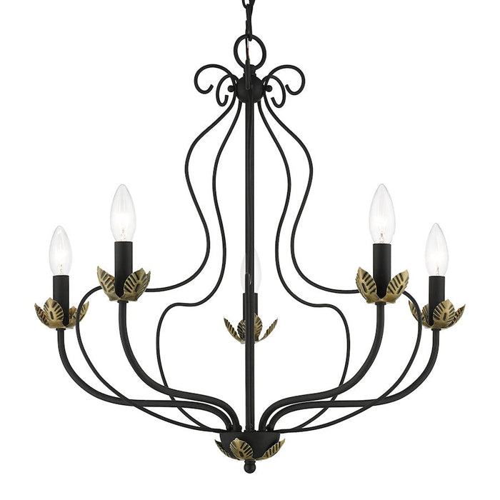 Livex Katarina Chandelier, Black/Brass Accents