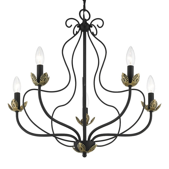 Livex Katarina Chandelier, Black/Brass Accents